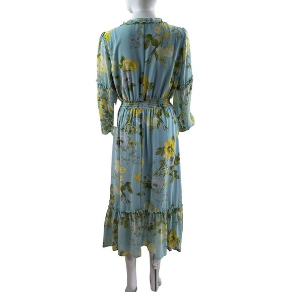 NWT June Hudson M Womens Maxi Dress Chiffon Ruffle Hem Smocked Waist Fairycore - Picture 2 of 16